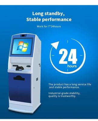 Terminal de kiosque à écran tactile de 19 pouces avec lecteur de carte d'identité Imprimante A4
