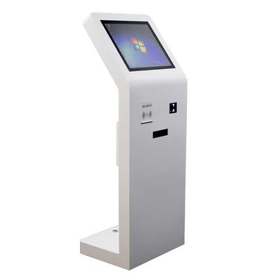 Kiosque d'écran tactile debout au sol 21.5 pouces avec lecteur de carte IC et scanner de code QR