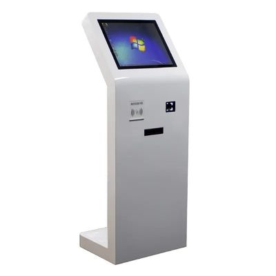 Kiosque d'écran tactile debout au sol 21.5 pouces avec lecteur de carte IC et scanner de code QR