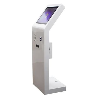 Kiosque d'écran tactile debout au sol 21.5 pouces avec lecteur de carte IC et scanner de code QR