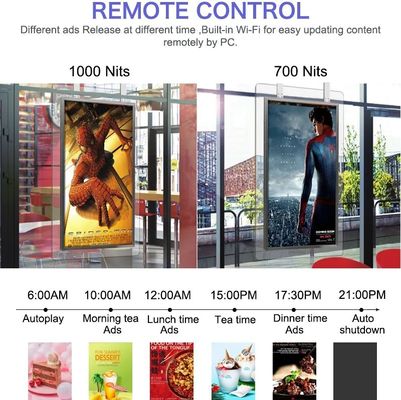 Écran double 55 pouces Affichage publicitaire LCD de haute luminosité Lecteur 1500 nits