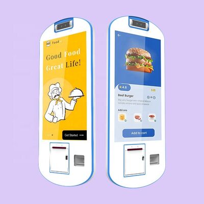 21.5 Inch Touchscreen Wall Mounted Self Ordering Kiosk with Multi-language Support and Cashless Payment Terminal