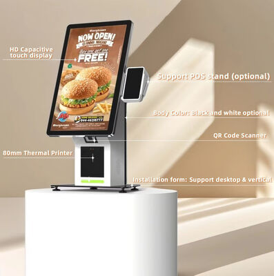 32 Inch LCD Display Self Ordering Kiosk with Receipt Printer and Menu Customization for Restaurants