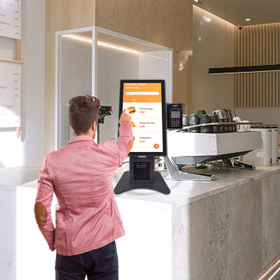Borne de commande en libre-service de 21,5 pouces avec prise en charge multilingue et panneau en verre trempé avec boîtier métallique