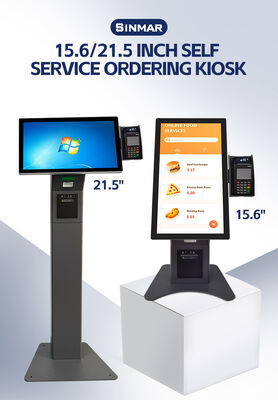 Borne de commande en libre-service de 21,5 pouces avec prise en charge multilingue et panneau en verre trempé avec boîtier métallique