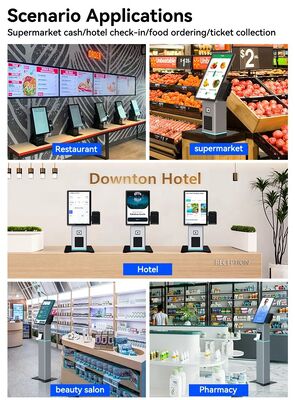Borne de libre-service tactile de 21,5 pouces avec paiement NFC et système d'exploitation personnalisable pour restaurants et commerces de détail