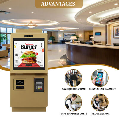 Kiosque d'auto-commande à écran tactile capacitif de 24 pouces avec résolution 1920X1080 et conception murale pour la commande alimentaire en intérieur