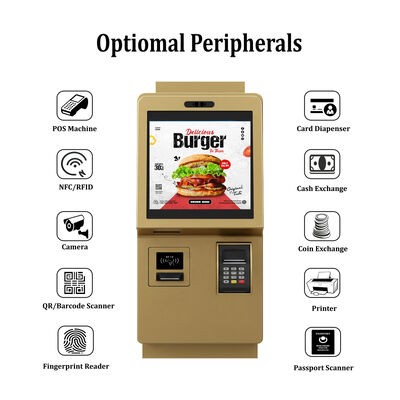 Kiosque d'auto-commande à écran tactile capacitif de 24 pouces avec résolution 1920X1080 et conception murale pour la commande alimentaire en intérieur