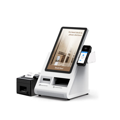 Kiosque d'enregistrement automatique Android POS avec scanner de passeport et distributeur de cartes pour les hôtels