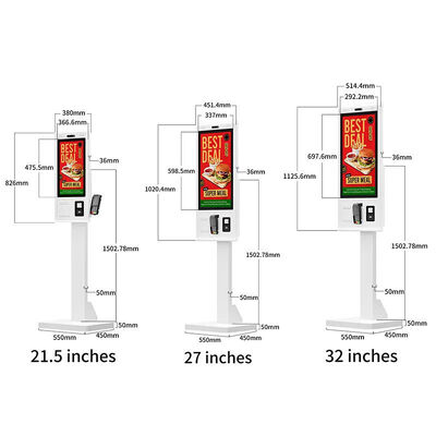 Kiosque de commande automatique de 32 pouces avec 10 points de contact capacitif et plusieurs interfaces pour les restaurants de restauration rapide