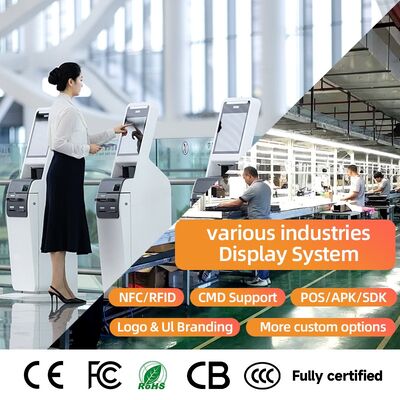 Borne d'enregistrement automatique avec écran tactile capacitif 10 points, résolution LCD 1920x1080 et CMS basé sur le cloud pour le libre-service interactif