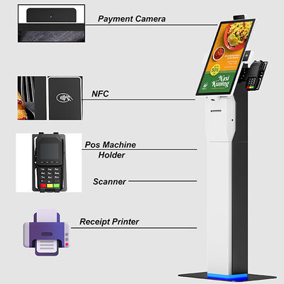Borne de commande rapide avec écran tactile capacitif 10 points, résolution 1920x1080 et reconnaissance faciale pour restaurants