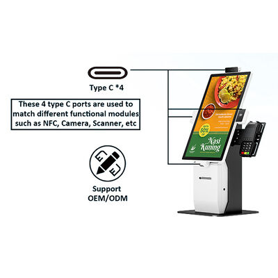 Borne de commande rapide avec écran tactile capacitif 10 points, résolution 1920x1080 et reconnaissance faciale pour restaurants