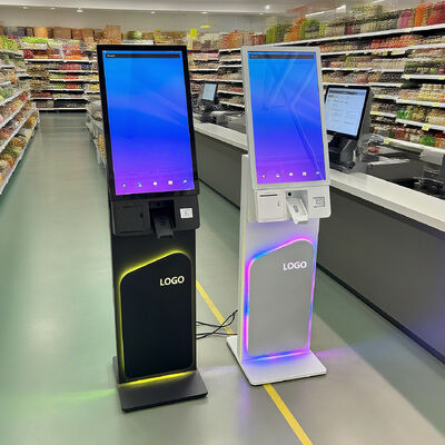 Borne libre-service sur pied avec écran tactile de 27/32 pouces et résolution 1920x1080 pour la commande automatique et l'utilisation interactive