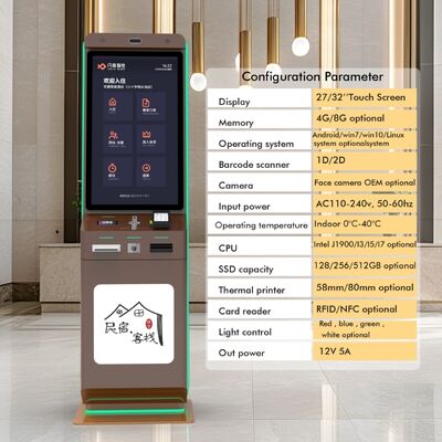 Borne de réservation d'hôtel en libre-service tactile capacitive 10 points avec résolution 1920x1080 et conception sur pied