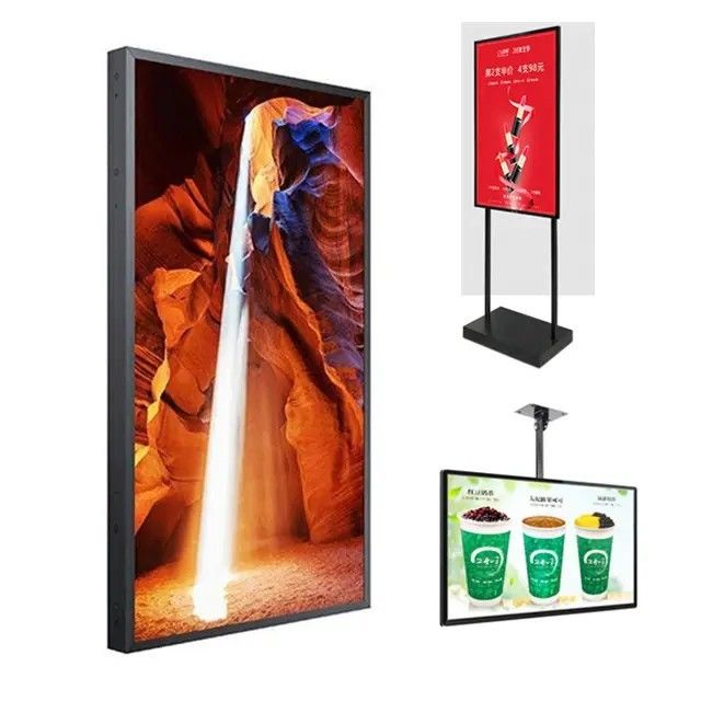 Écran publicitaire LCD 55 pouces 16:9 haute luminosité avec lecteur vidéo et luminosité de 2000 cd/m² pour vitrine de magasin