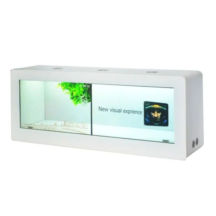 Vitrine LCD transparente de 55 pouces avec écran tactile capacitif et mur d'assemblage LCD 1x2