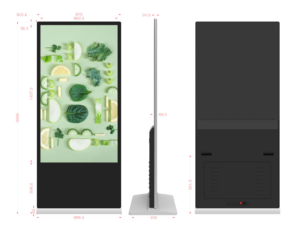 Écran tactile 65 pouces affichage d'affichage numérique avec haute luminosité LCD publicité étage standing kiosque