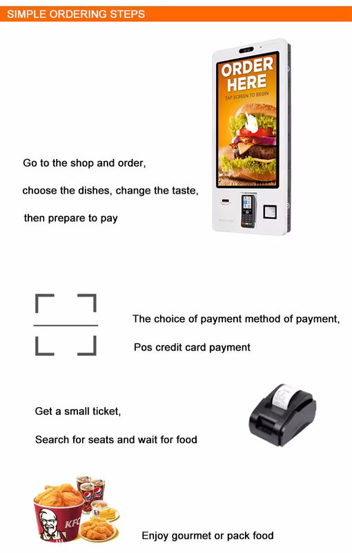 Haute durabilité et kiosque de commande en libre-service de différentes tailles avec un écran de qualité A à 100 %