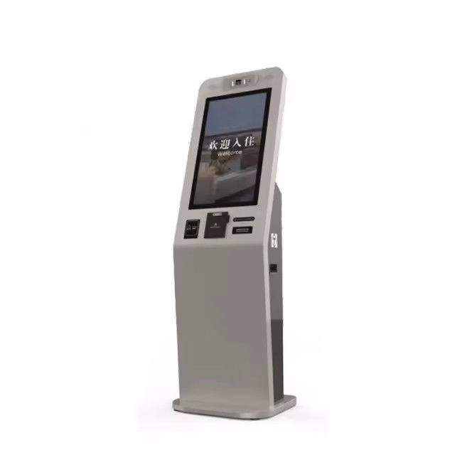 Borne de paiement en libre-service à écran tactile avec système intégré d'émission de cartes de désordre, accepteur de billets et interface multilingue
