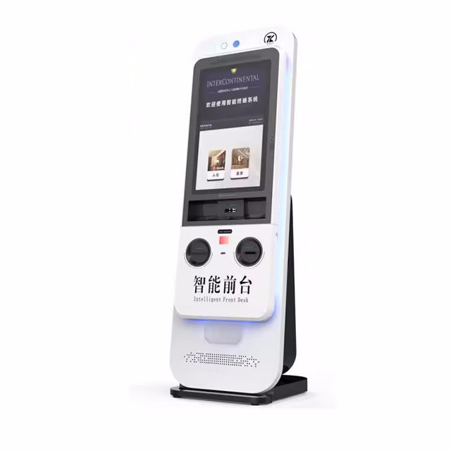 Borne d'enregistrement automatique avec distributeur de cartes motorisé, prise en charge multilingue et connectivité Wi-Fi Bluetooth